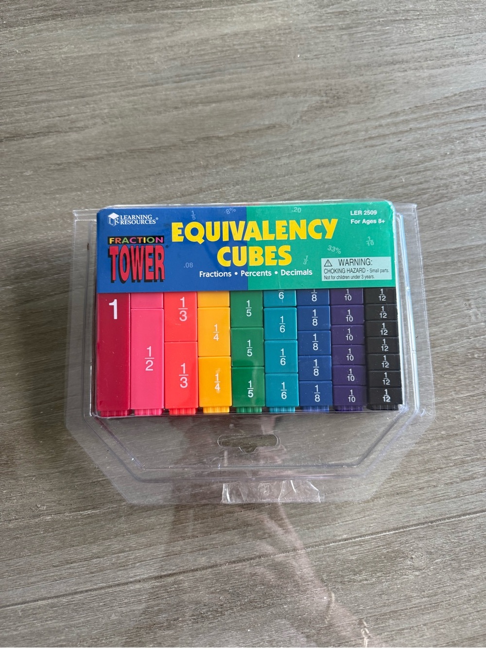 Learning Resources Fraction Tower Equivalency Cubes 51 Pc. Activity Guide